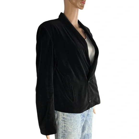 L’Avion Double Breasted Velvet Waist Jacket, Black |L - Picture 8 of 15